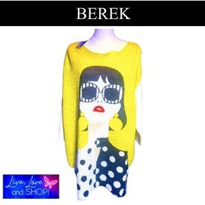 Yellow and Black Long U-Neck Tunic: Closeup of Woman in Sunglasses, NWT